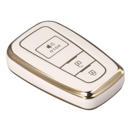 Soft TPU Key Fob Cover for Toyota 3-Button Key Fob Cover Case Gold Edge Design Car Key Case Protector Cover Car Accessories for Toyota 4Runner 2016-2024 RAV4 Camry Prado