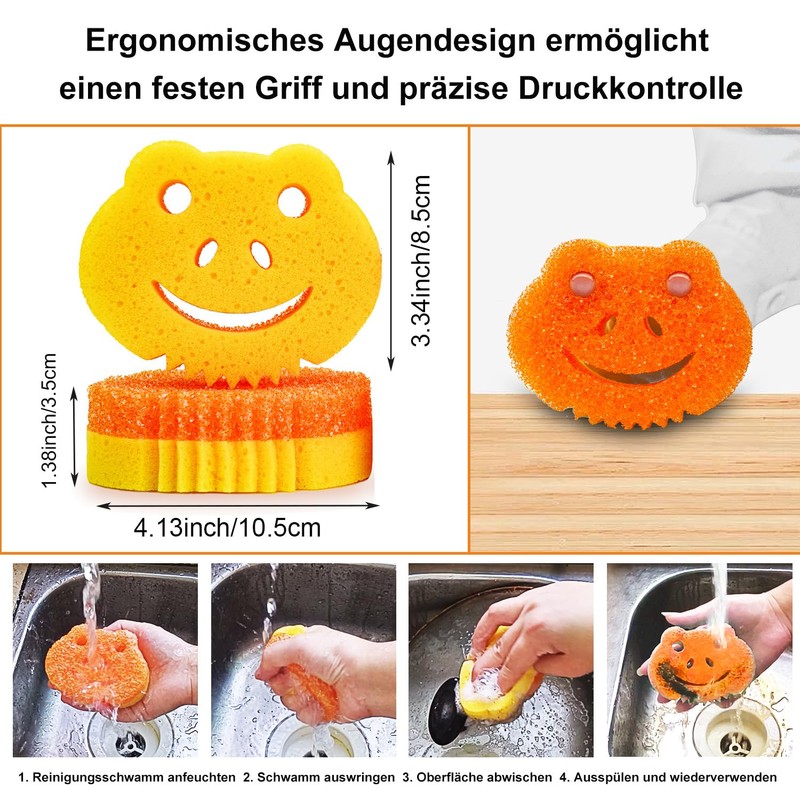 Pack of 5 Temperature Dishwashing Sponge, Double-Sided Scourer, Kitchen Sponges,