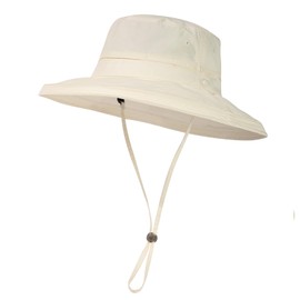 TOP-EX Waterproof UPF 50+ Sun Hat for Women Wide Brim with Ponytail Hole Bucket Hats for Beach Fishing Hiking Gardening Packable Summer Hat (UK, Alpha, M, L, Beige)