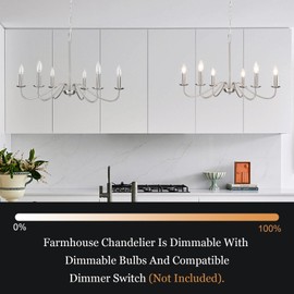 YCZHCC Brushed Nickel Chandelier, 6-Light Farmhouse Chandelier for Dining Room Lighting Fixture, Rustic Industrial Modern Candle Chandelier for Bedroom, Kitchen, Living Room, Foyer, Hallway