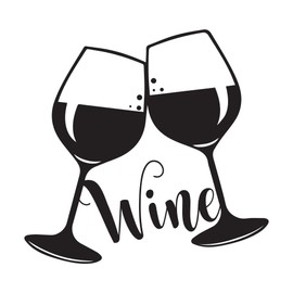 Wine Wine Glass Cheers Silhouette Vinyl Wall Design Wall Art Sticker Designs Vinyl Stickers for Home House Walls Rooms Windows Bedroom Decoration Size (12x12 inch)