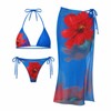 Blue Floral 3-Piece Bikini Set for Women – Stretch Swimwear