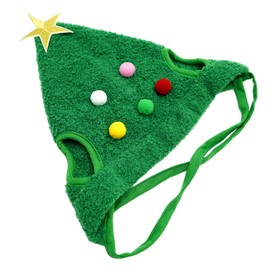 Elegant little tail Dog Christmas Costume 1PC Velvet Green Christmas Hat Soft Funny Pet Plush Hat Adjustable Bat Headdress Cute Witch Hat for Dog Cat Pet Party Accessories Costume