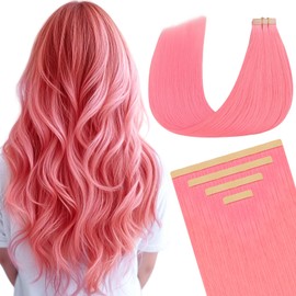 DOORES Light Pink Tape in Hair Extensions - Real Human Hair, Straight Natural Extensions, 30g 10pcs 20 Inch
