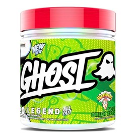 GHOST Legend All Out V2 Pre-Workout Powder, Warheads Sour Green Apple - 20 Porciones - Suplemento pre-entrenamiento para hombres y mujeres - Energía y