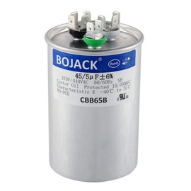 BOJACK Condensador de arranque circular CBB65 de 45 + 5 uF 45/5 MFD ±6% 370 V/440 V CA de doble carrera para funcionamiento de motor de CA o arranque 