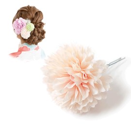 [Noelmarket] Yukata Hair Ornament, Hair Accessories, Flowers, Kimono, Coming-of-Age Ceremony, Shichi-Go-San Kimono, Front Shoot, Kimono Hairpin U-pin Hair Clip (Nadeshiko Color, Medium Flower, U Pins, 1 Piece)