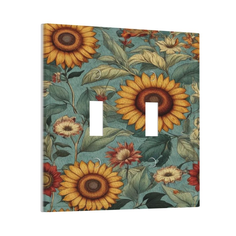 Azjincos Decorative Art Light Switch Covers Sun Flowers 2 Gang