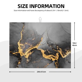 Black Gray Gold Marble Kitchen Drying Mat Abstract Modern Microfiber Dish Drainer Mat for Kitchen Counter Absorbent Reusable Washable 18x24 Inch