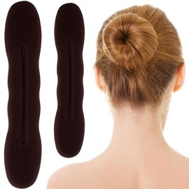 SmallCat 2pcs Sponge Hair Bun Maker, Lazy Curler Tool for Women, 2 Sizes Bun Updo Accessories for Thin Thick Long Straight Curly Hair- Brown