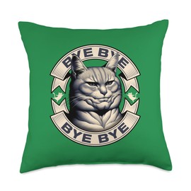 Mewing Cat Funny Meme Trendy Quote Bye Bye Men Women Teens Throw Pillow
