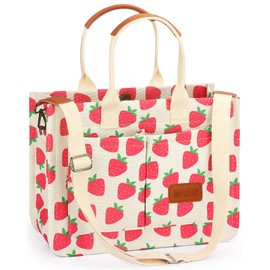 Mossio Laptop Tote Bag, Crossbody Purses Everything Everyday Bag with Inner Pockets Daily Essentials (Strawberry)