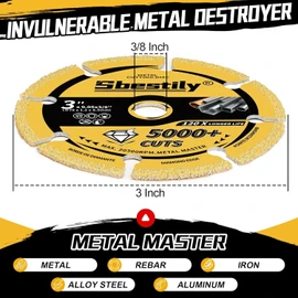 Sbestily 3 Inch Cut Off Wheels for Metal, Heavy Duty Diamond Cutting Wheel 3/8" Arbor Hole Cutter Disc with 5000+ Cuts on Rebar, Steel, Iron and INOX