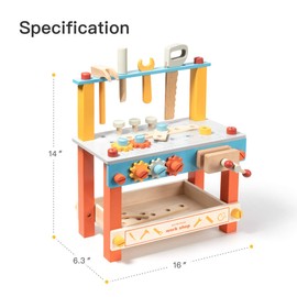 cjc Wooden Play Tools Workbench Set for Kids Toddlers (Orange)