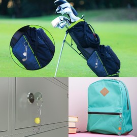 Newellsail Golf Keyring, Mini Golf Club Ball Pendant, Metal Keyring, Creative Golf Ball, Split Key Ring, Gift for Sports Club Lovers, 12 Pieces (6 Colours), 6 colours