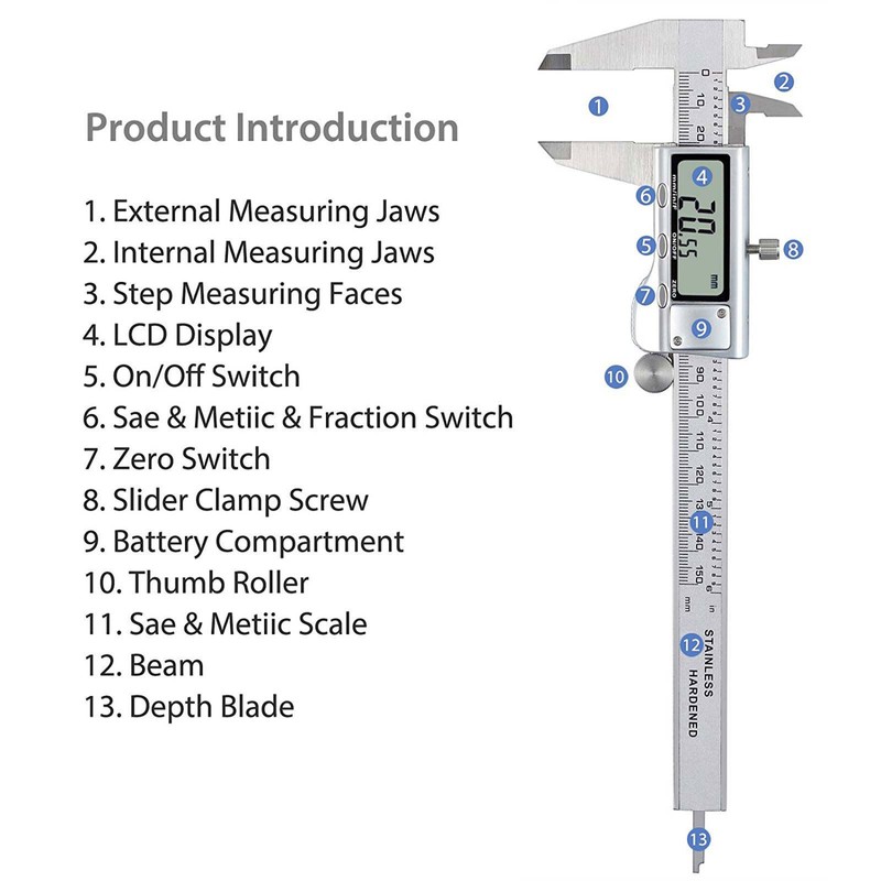 Trimming Shop Digital Vernier Caliper with Extraordinary LCD Screen, Digital
