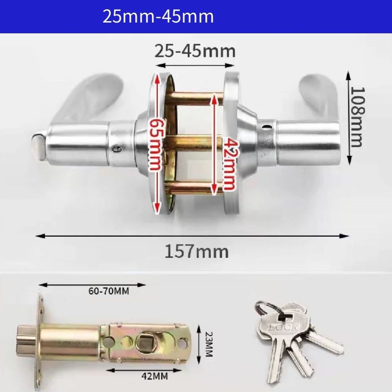Door Handle Lock Aluminium Alloy Safety Bar Lock Kit with