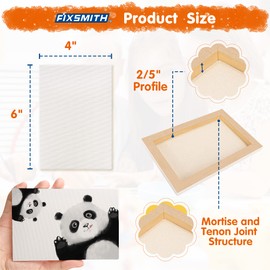 FIXSMITH Mini Stretched Canvas for Painting - 24 Pack 4 x 6 Inch, 2/5” Profile Small Canvases, 100% Cotton Little Blank Canvas for Kids, Home Decor Project, Art Supplies for Acrylic Oil Painting