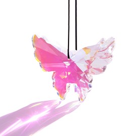 3.5 Inch Hanging Butterfly Prism Sun Catchers with 12 Facet Crystal Glass Lead-Free Stained Glass Rainbow Maker for Windows, Garden, Home Decor