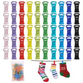 WATUNID 100 Sock Clips for Laundry, Non Slip Sock Hangers with 1 Drawstring Bag and 1 Clothesline, Colorful Sock Holder with Hook DIY for Securely Sock Paired to Wash, Dryer. No Mismatched or Losing