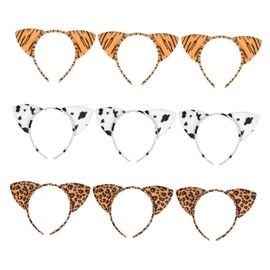 minkissy 9pcs Leopard Print Cat Ears Headband Set Animal Ears Hair Hoops for Women Comfortable Lightweight Party Makeup Skincare Daily Wear Accessories