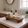 Farmhouse Wood Tray Pedestal Stand for Kitchen Decor Counter,Walnut Dishes