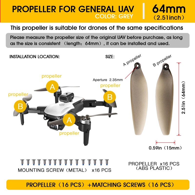 xobuo 16 eliche universali per drone, lame di ricambio pieghevoli