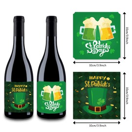 45 Pieces St. Patrick's Day Wine Label Bottle Stickers Green Shamrocks Wine Bottle Cover Happy St. Patrick's Day Water Bottle Sticker Cup Labels for St. Patrick's Day Party Decoration Supplies