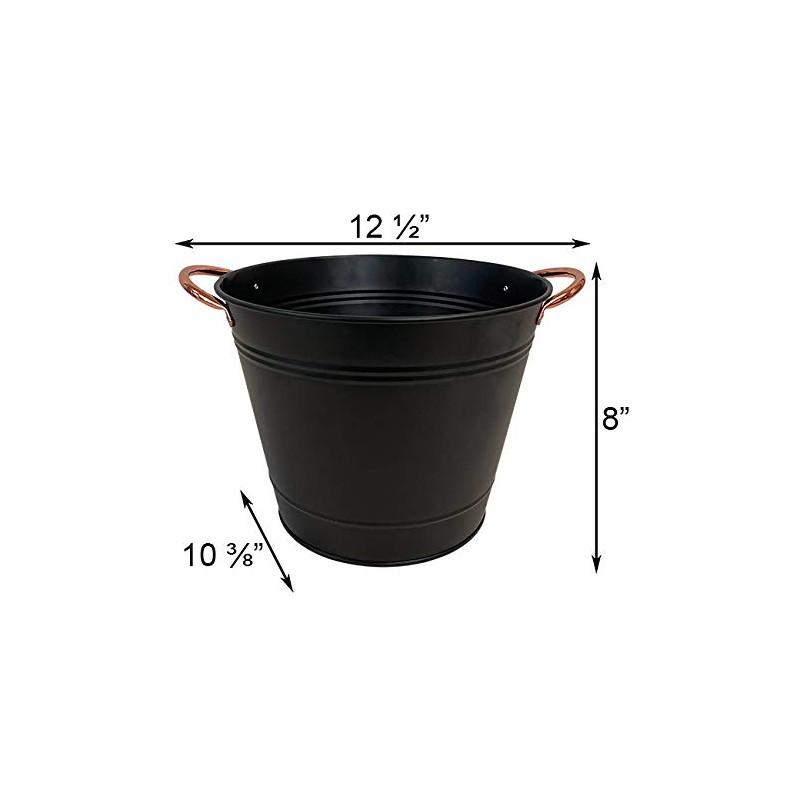 Panacea 81427 Modern Farmhouse Washtub Planters, Black, 10" Dia, Pack