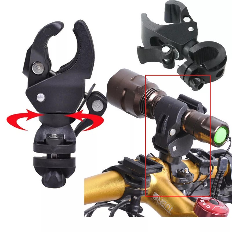 Unbranded Universal 360° Rotating Bike Handlebar Flashlight Holder Clip Torch