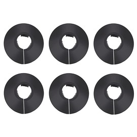 0.63" Outer Diameter Flange Water Pipe Cover Decoration White Pipe Cover Radiator PP Plastic 16mm Escutcheon Pipe Collar for Wall Pipe Tube Decoration 6Pcs - Black