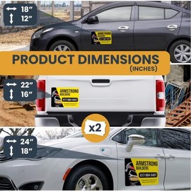 "Magnet Me Up Builder and Contractor Customizable Car Magnets and Decals, 12x18 inch, 2PK, Custom Car Magnets for Advertising Businesses and Brands, for Car, Truck, SUV, any Magnetic Surface"
