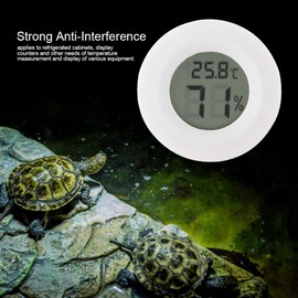 Mini Digital LCD Thermometer,Round Shape Temperature Humidity Meter Reptile Thermometer Hygrometer Embedded Thermometer for Incubators Indoor Reptile Breeding Box (White)