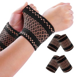 XFSRG Weiches Handgelenk Bandagen 2 Paar Set Atmungsaktive Wrist Wrap Handgelenkstütze für Fitness Bodybuilding Krafttraining Gelenkstütze Handgelenkschoner （Kupfer S）
