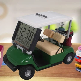 WLOOD 2020 Newest Version LCD Display Time Date and Temperature Mini Golf Cart Clock for Golf Fans Great Gift for Golfers Race Souvenir Novelty Golf Gifts (Green)