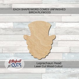 Leprechaun Head Wood Cutouts for crafts, Laser Cut Wood Shapes 5mm thick Baltic Birch Wood, Multiple Sizes Available