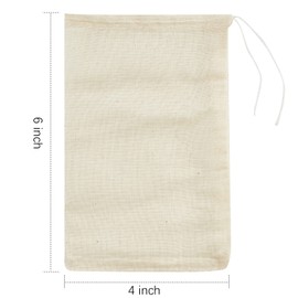 TUZAZO 50 Pack Reusable Tea Bags, Soup Bags, Cheesecloth Bags for Straining, Spice Bags for Cooking, Drawstring Muslin Bags, Sachet Bags, Coffee Tea Brew Bags (4 x 6 inch)