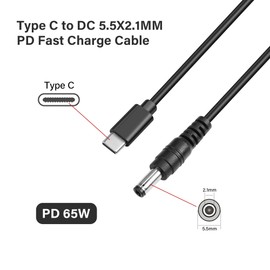 GINTOOYUN USB C to DC5521 Power Extension Charge Cable 65W PD USB Type C Input to DC 5.5x2.1mm Output Power Charging Cable, for Router,CCTV,Laptop etc DC Power 12 Volts Device（4.9FT）