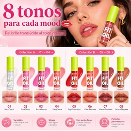 8 Colores Lip Gloss Hidratante, Professional Y Nutritivo Lip Oil, de Larga Duración y No Pegajoso, Elimina Líneas de Labios y Emite un Lustre Encantador.