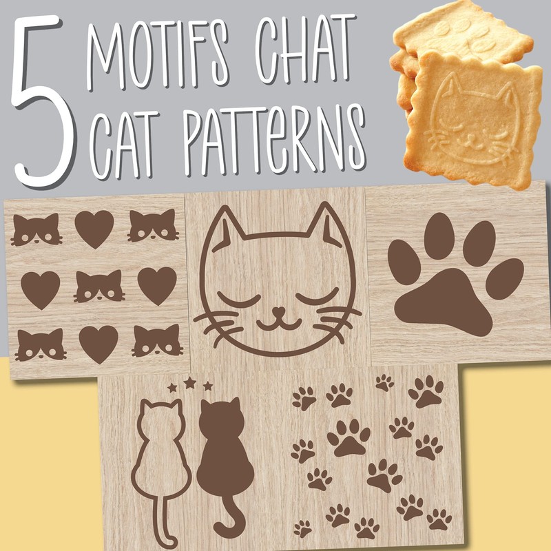 ScrapCooking 5124 Cat Wooden Baking Stamp with 1 Cookie &