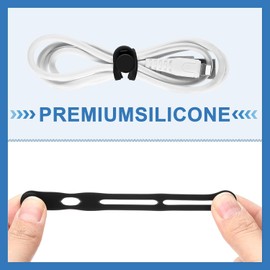 Tellegloww - 42 bridas de silicona reutilizables para cables, organizador de cables de datos ajustables para auriculares, cargador de teléfono, computadora, correas de gestión de cables, artículos