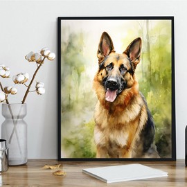 QACEYID Paint by Numbers for Adults, German Shepherd Animal Dog, Paint by Numbers on Canvas, DIY Paintwork Drawing Art for Beginner Gift 40x50cm