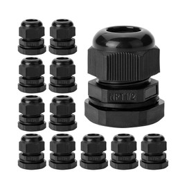 Bates- Cable Gland, 12 Pack, 1/2 NPT, Nylon Strain Relief Cord Connector, Cord Grip, Watertight Cord Connector, Cable Glands Waterproof, Cable Gland Connector, Weatherproof Cord Connector