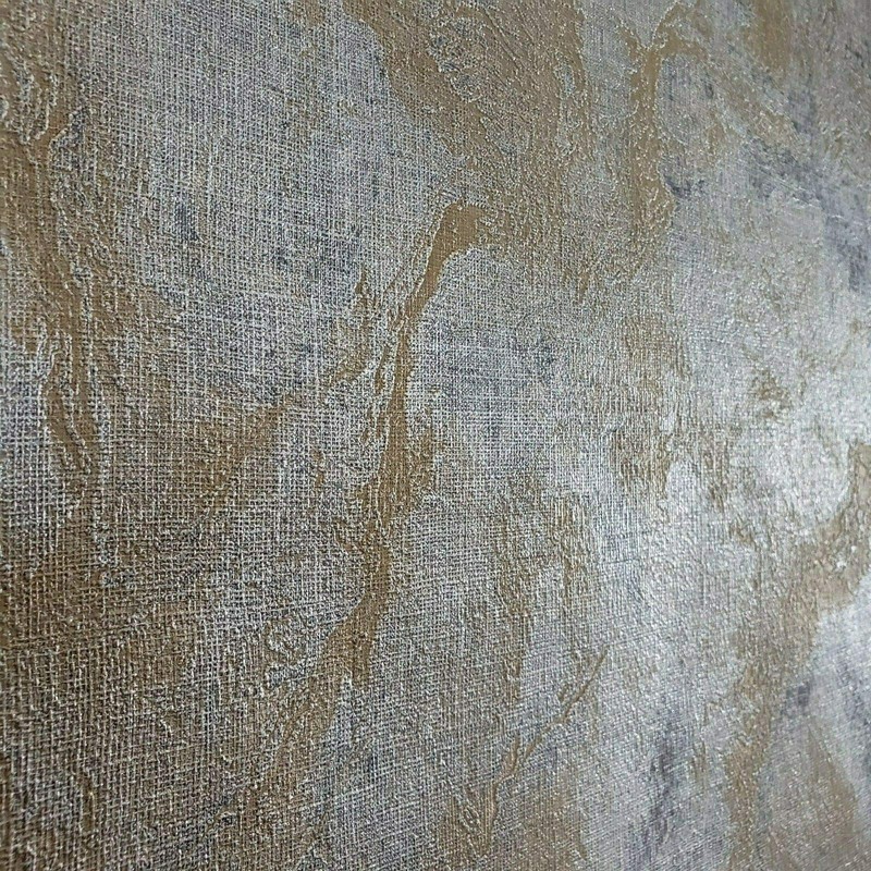 Modern Wallpaper Rolls Charcoal Gray Bronze Metallic Textured Plain Faux