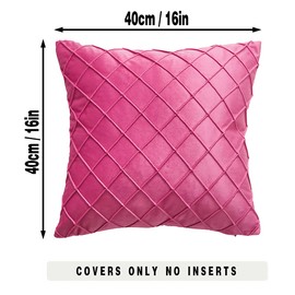 GONOVE Cushion Covers 40 X 40cm Soft Velvet Square Throw Pillow Cases Set of 2 Decorative Fluffy Pillow Covers Rose Red Pillowcases for Home Couch Sofa Bed
