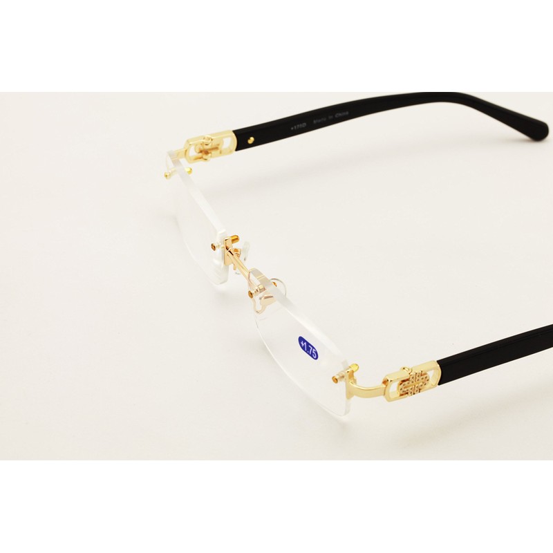 Men Rectangular Rimless Designer Fashion Reading Glasses/w Anti-reflective AR Coating