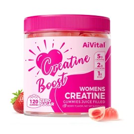 Creatine Gummies for Women 5000mg Monohydrate + Collagen 2000mg + BCAA 1000mg, Sugar Free, 120 Counts, Berry Flavor, Fitness Supplement