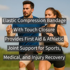 Vakly Elastic Bandage Wrap Rolls with Self-Closure [Pack of 10] Premium 4 Inch Bandages Comfort Athletic Compression Roll, 5 Yards Stretched for Customized First Aid Compression on Knee, Ankle & Wrist