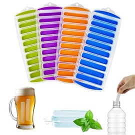 Lily's Home Juego de 4 Moldes de Silicona para Hielo - Diseño Delgado y Apilable para Espacios Pequeños, Sin Tapa y Sin BPA - Para Botellas Deportivas