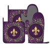 Mardi Gras Purple Golden Glitter Fleur De Lis Oven Mitts